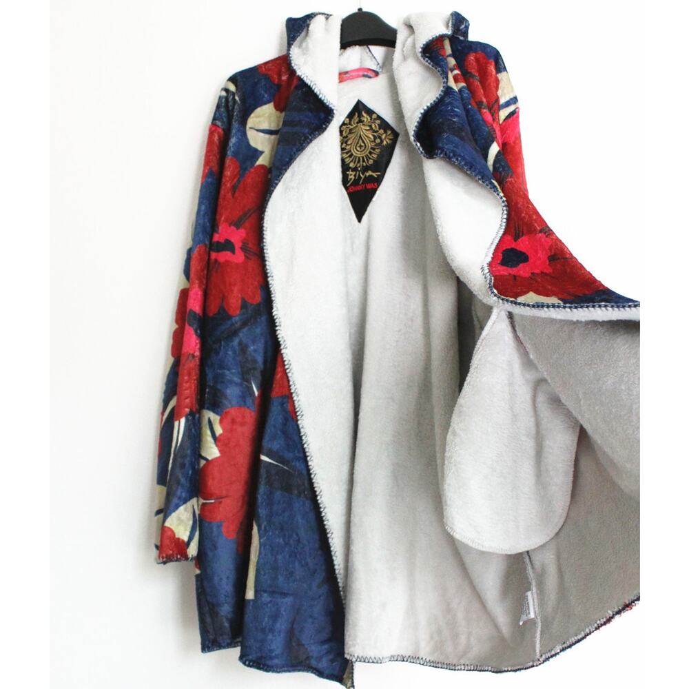 NEW Johnny Was Hooded Floral Sherpa Jacket, Size 2X